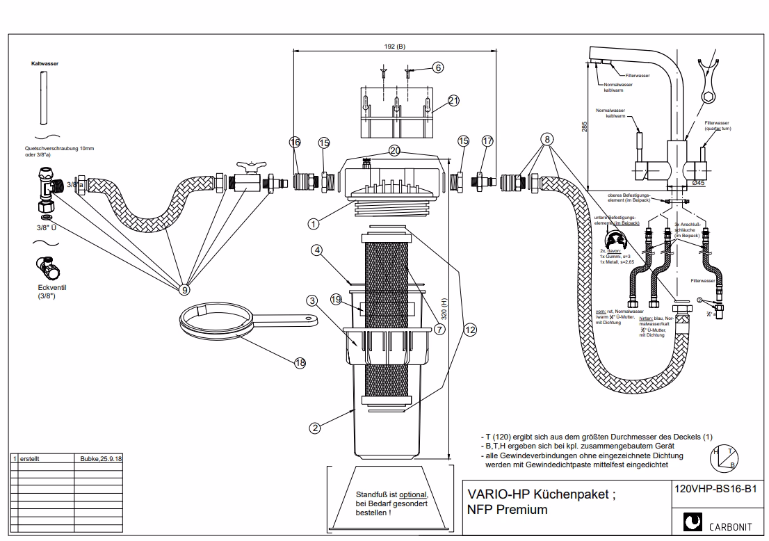 Vario-HP Küchenpaket Produktzeichnung