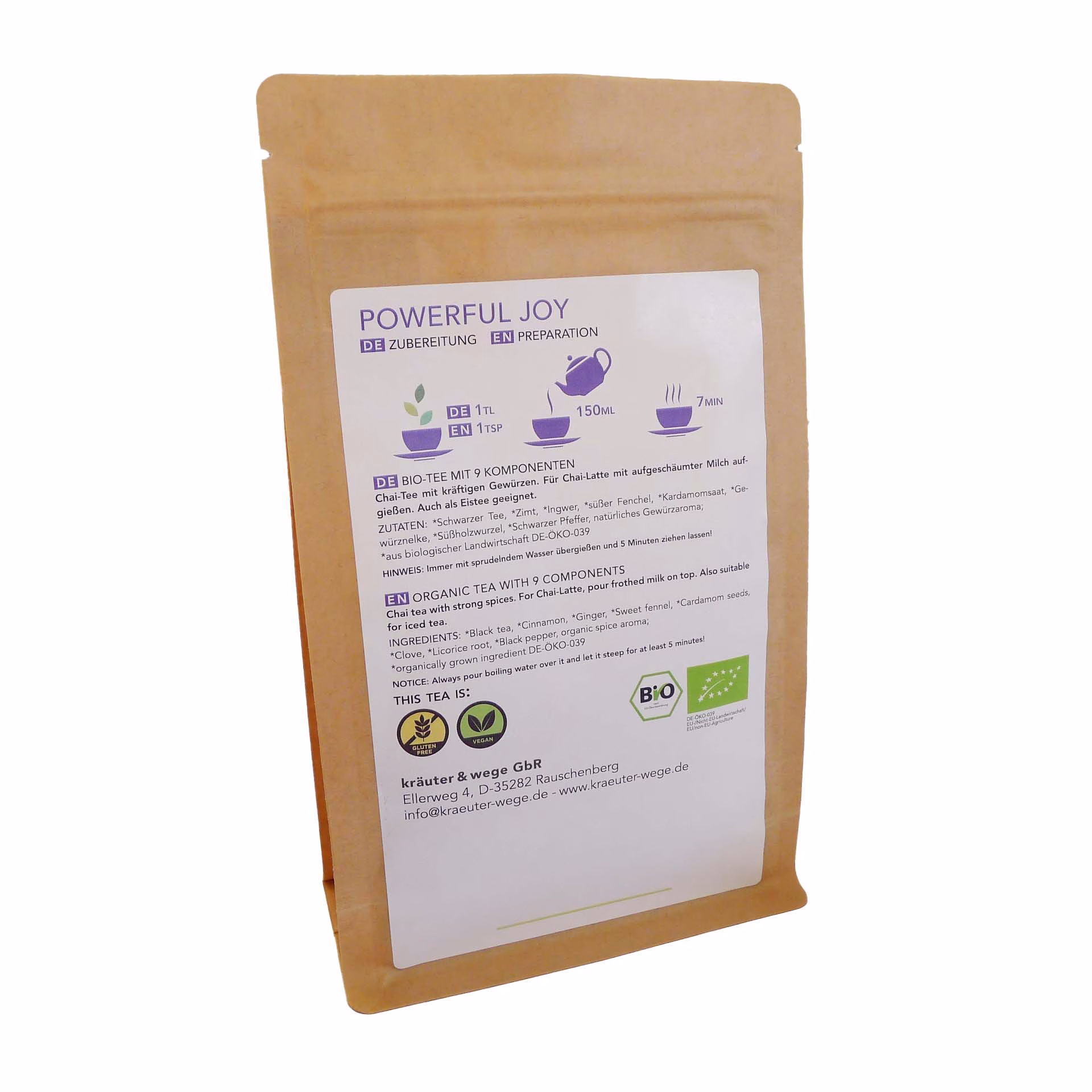 AURUM VERDE Powerful Joy Chai  Tüte hinten